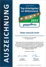 Award 2025 Top Employer in the SME sector Müller Hydraulik GmbH