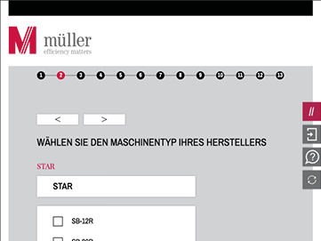 Maschinen-Konfigurator für Werkzeugmaschinen zahlreicher Systempartner von Mueller Hydraulik