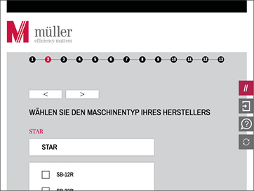 Maschinen-Konfigurator für Werkzeugmaschinen zahlreicher Systempartner von Mueller Hydraulik