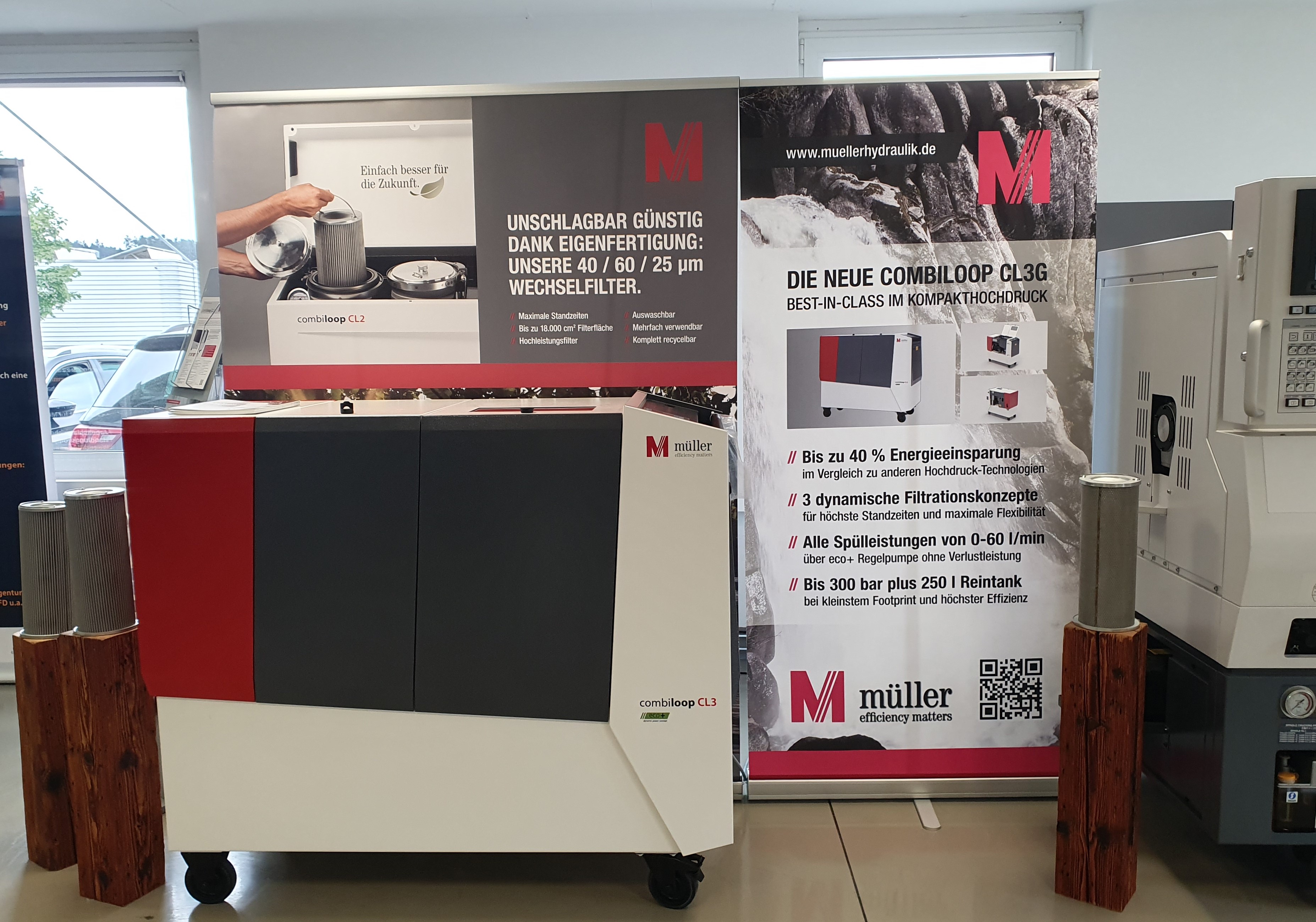 Best-in-Class Hochdruckanlage combiloop CL3 G Hochdruckanlage combiloop CL3 G, auswaschbare recycelbare Wechselfilter auf Säule von Müller Hydraulik