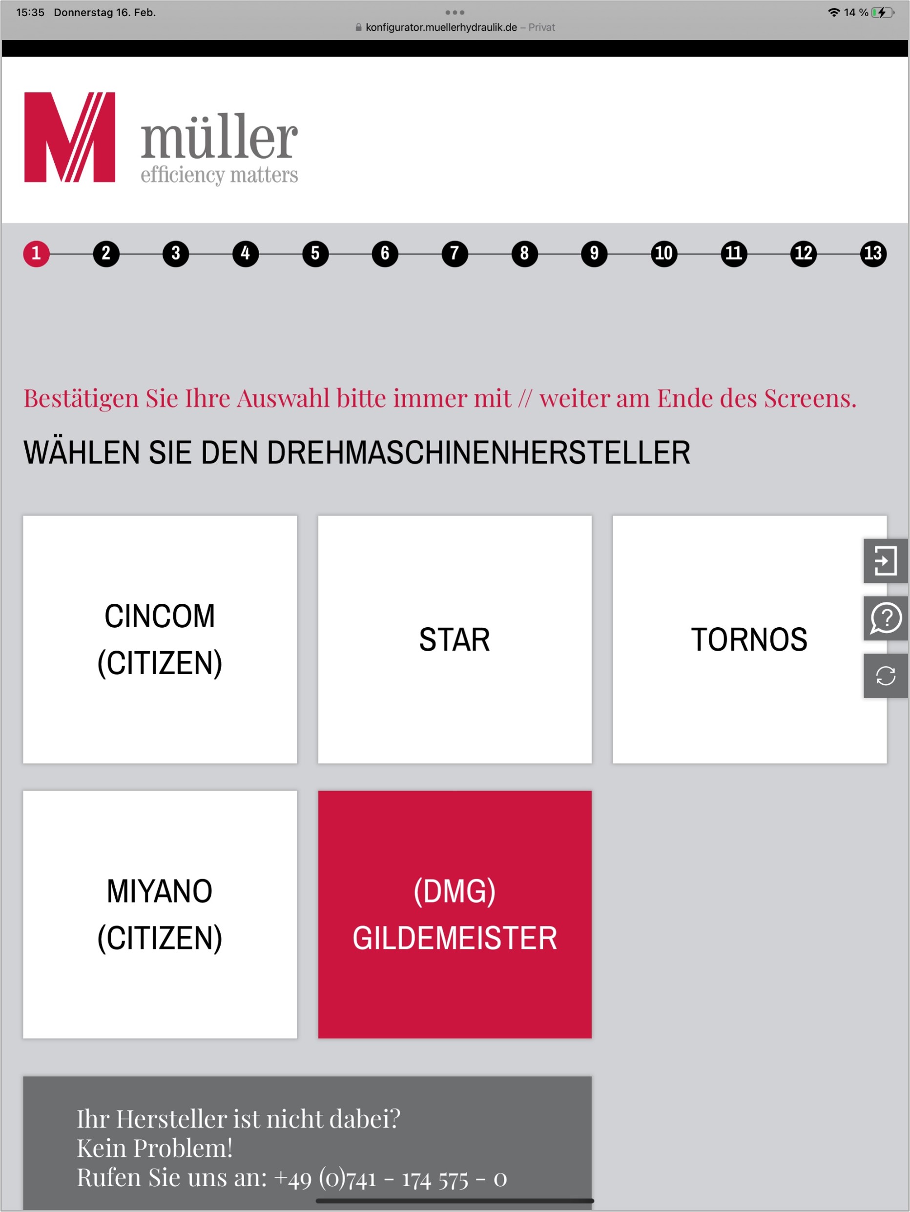 Konfigurator Startseite